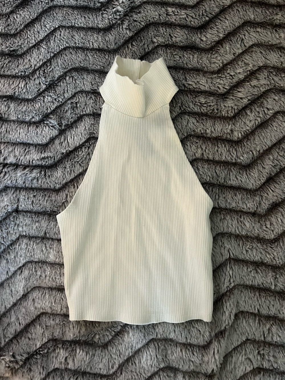 Fashion Nova White Ribbed Sleeveless Mock Neck Top